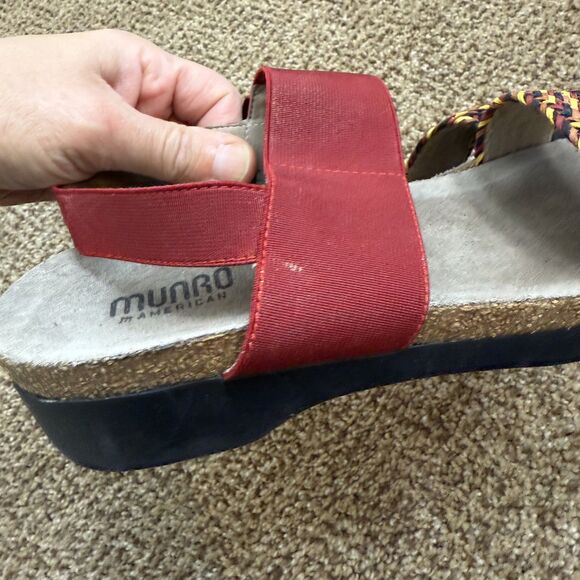 Munro Womens Pisces Woven Design Slip on Sandals Red US Size 9 WW Comfort - Picture 2 of 11